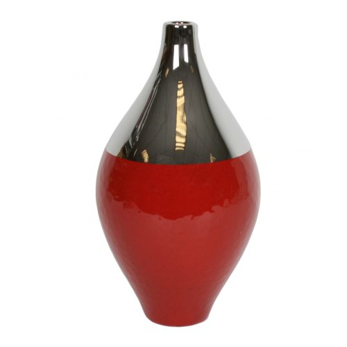 Red/Silver Bulbous Vase 33cm