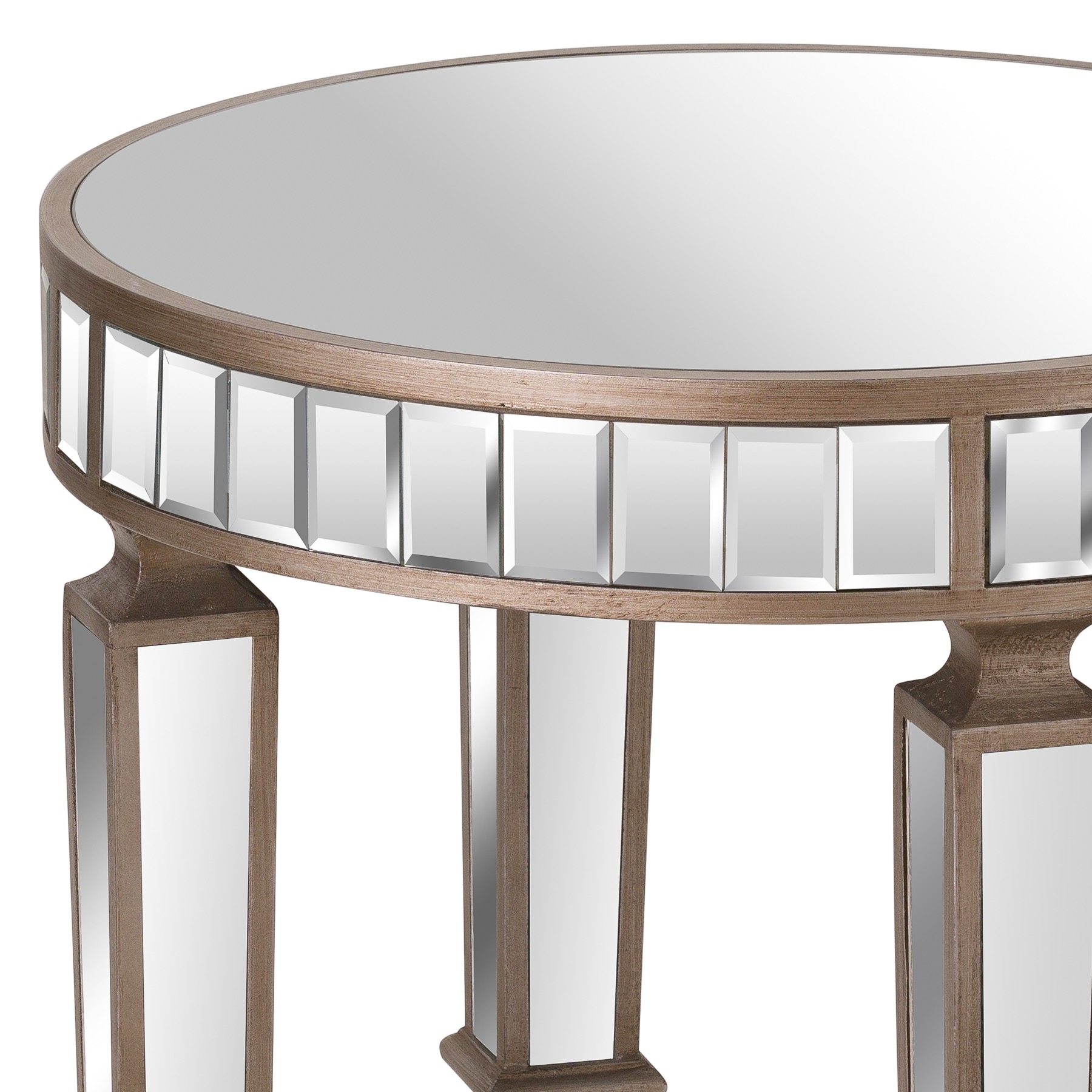 The Belfry Collection Mirrored Round Side Table Hollygrove