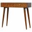 2 Drawer Chestnut Writing Desk with Gold Patterned Drawer Front