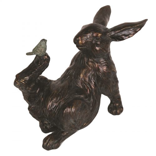 Rabbit With Bird Figurine 18cm