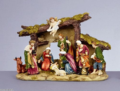 30cm X 22cm Premier Christmas Nativity Scene Stable & Porcelain Figures