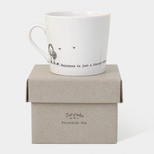 East of India Boxed Mug (Happiness is Just a Biscuit Away) - With Box