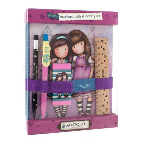 Gorjuss Cityscape Notebook with Stationery Set - Friends Walk Together