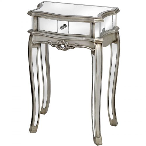 Argente Mirrored Single Drawer Lamp Table