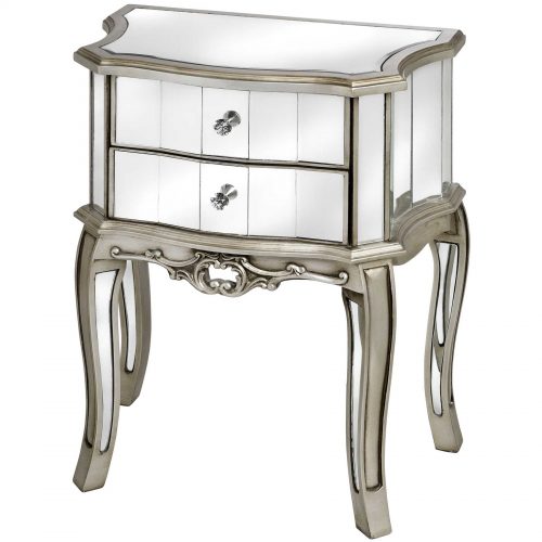 Argente Mirrored Two Drawer Bedside Table