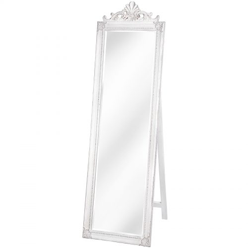 Ornate French Style Antique White Mirror