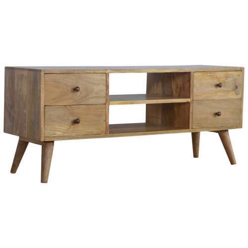 IN130 Solid Wood Nordic Media Unit With 4 Drawers