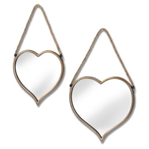 Set Of Two Heart Mirrors With Rope Detail