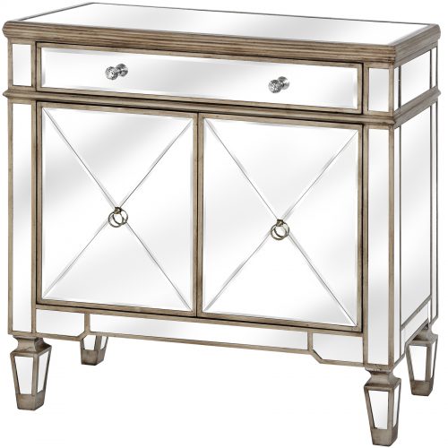 The Belfry Collection One Drawer Two Door Mirrored Cupboard