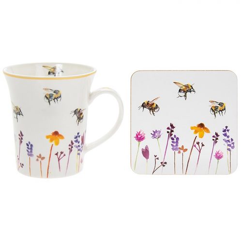Busy Bees Mug + Coaster Gift Set