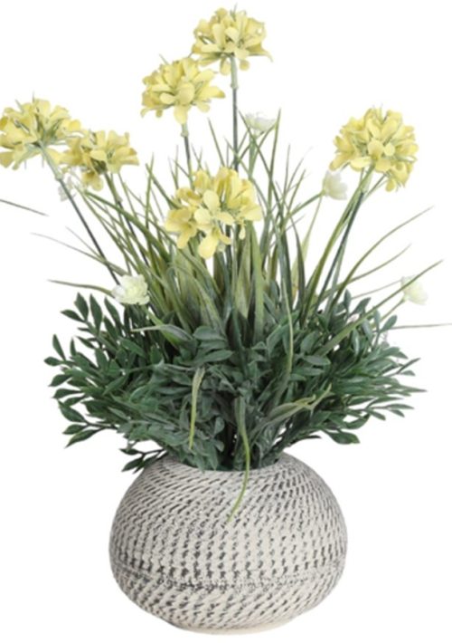 Floral Pot 35cm Yellow